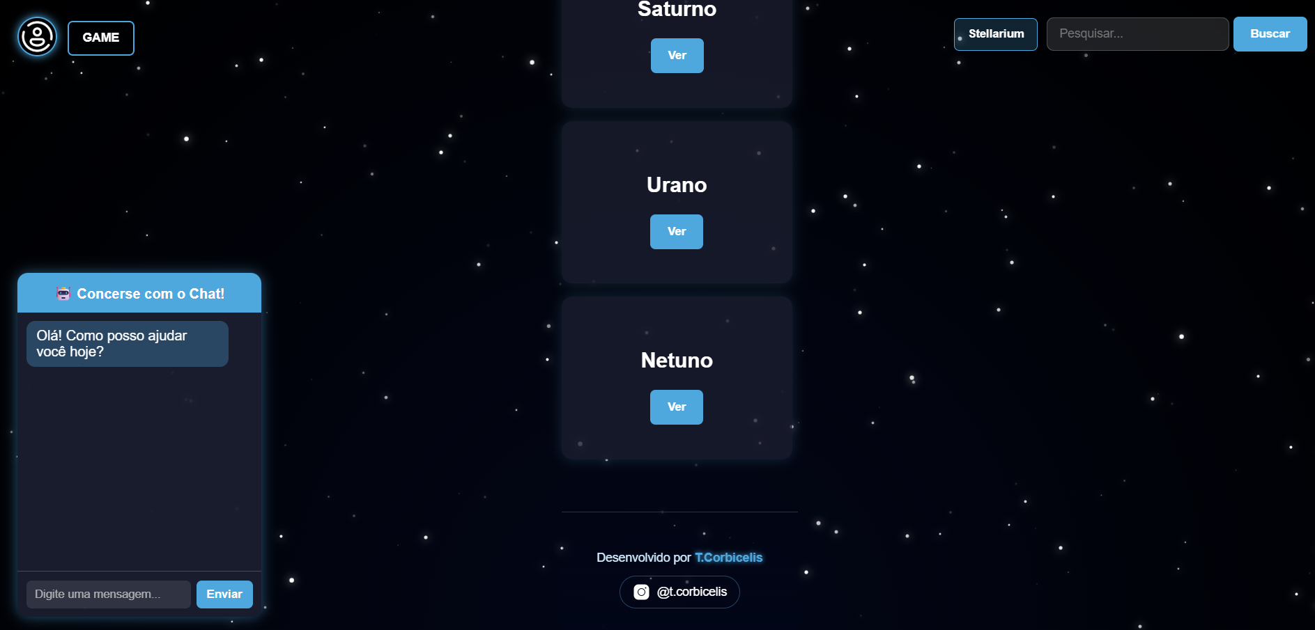 Projeto Astronomia - Tela 2